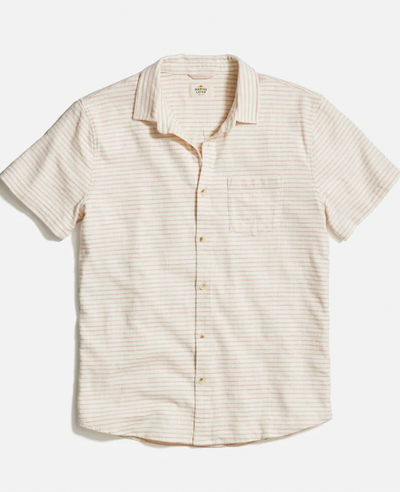 MARINE LAYER Men's Stretch Selvage Shirt Warm Stripe