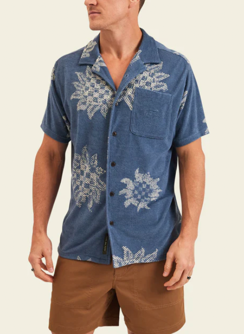 HOWLER BROS Men's Palapa Terry Shirt Sunflower Pixels/Postal Blue