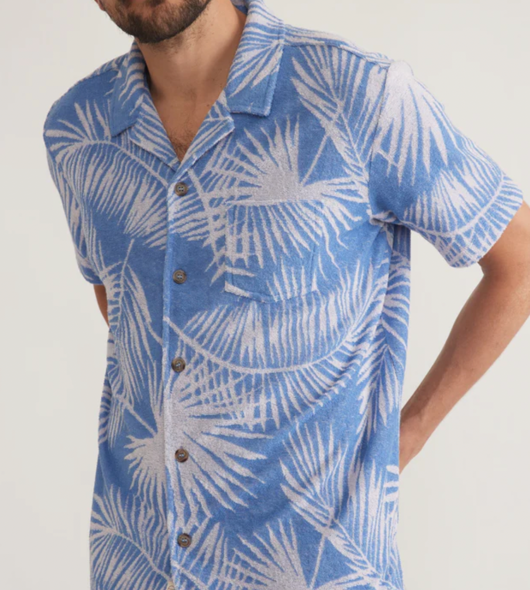 MARINE LAYER Men's SS Terry Out Jacquard Resort Shirt
