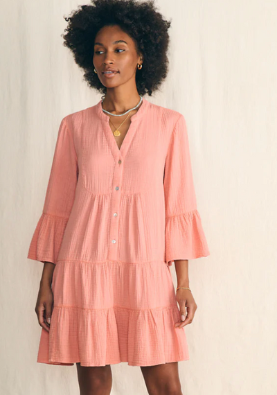 FAHERTY Women's Dream Cotton Gauze Kasey Dress Coral ROC