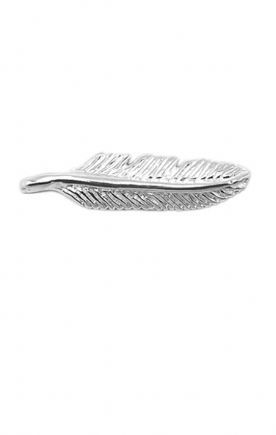 BRONWEN Tiny Charm Post Earrings Feather Silver