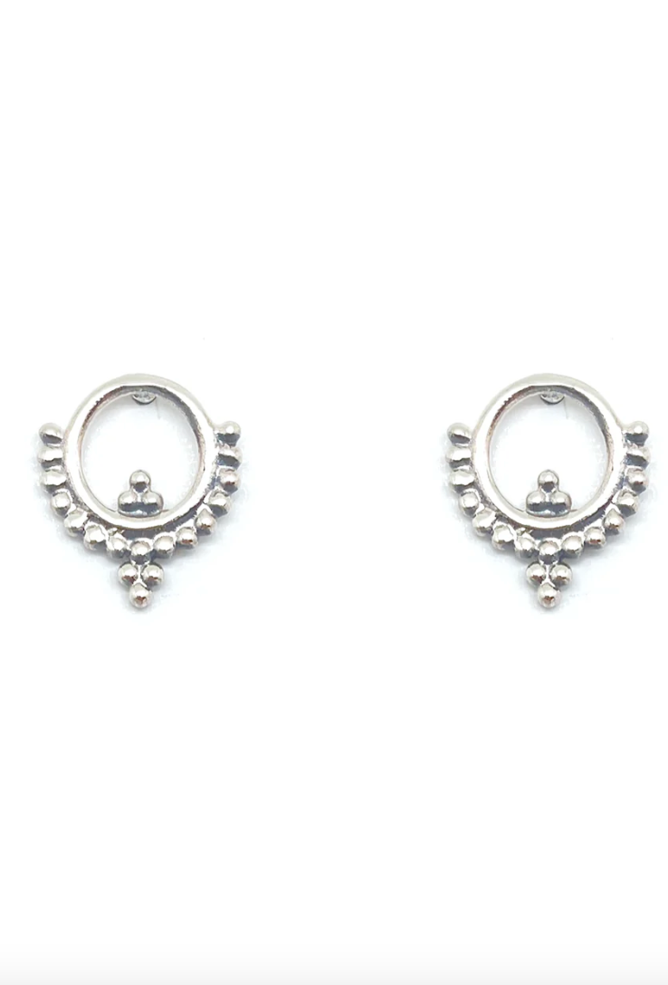 BRONWEN Tiny Charm Post Earrings Henna Silver