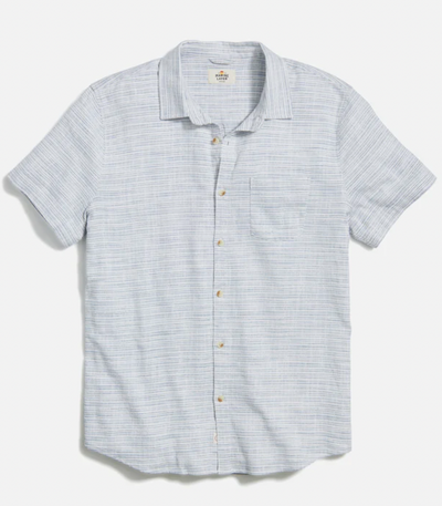 MARINE LAYER Men's Stretch Selvage Shirt Blue Mini Stripe