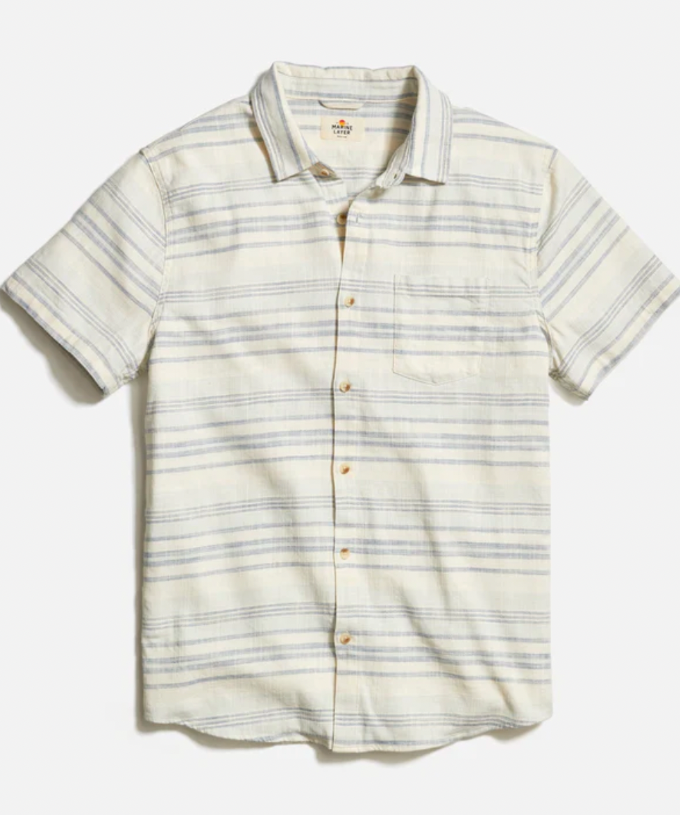 MARINE LAYER Men's Stretch Selvage Shirt Cool Baja Stripe