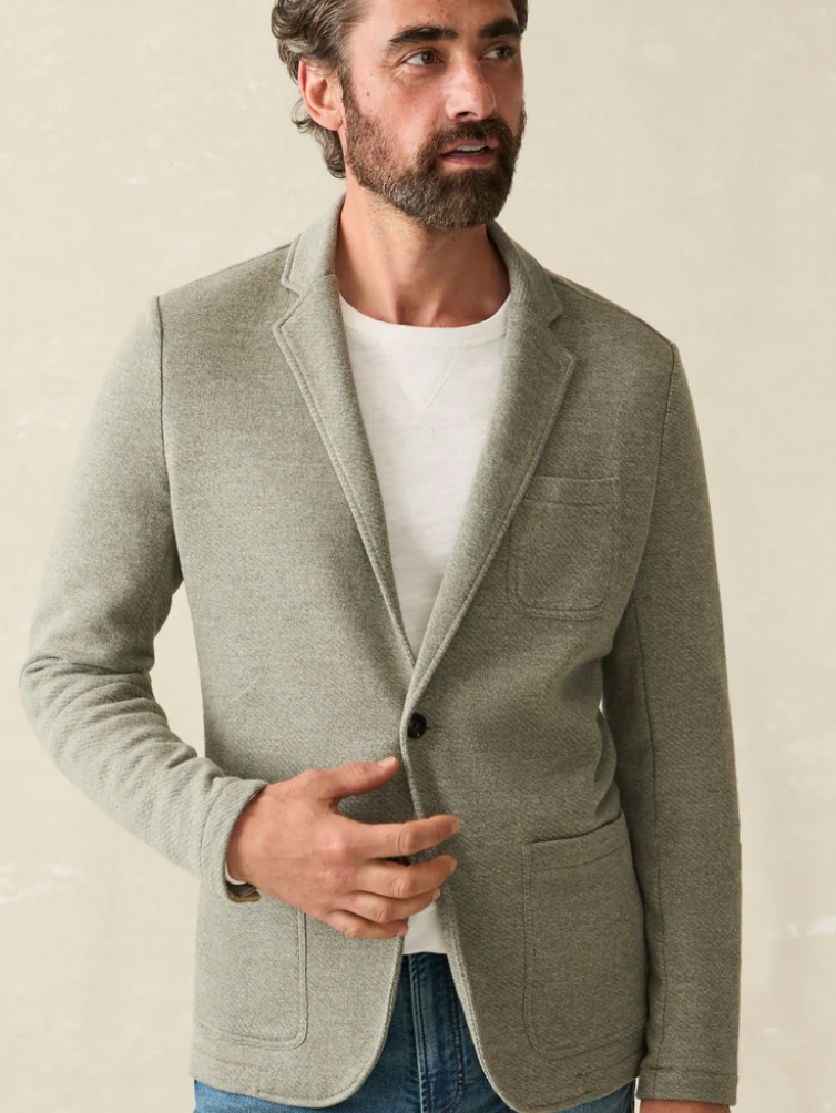 FAHERTY Men's Inlet Knit Blazer Olive Brush Melange OVB