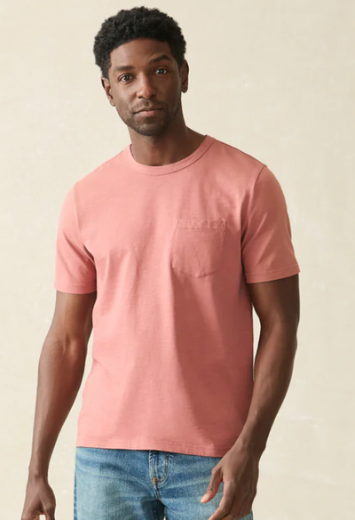 FAHERTY Men's Sunwashed Pocket Tee Fall Red ALR