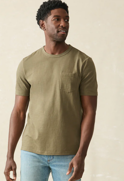 FAHERTY Men's Sunwashed Pocket Tee Olive OLV