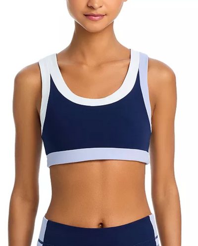 FREE PEOPLE Women's Never Better Ringer Colorblock Bra Blue Grey