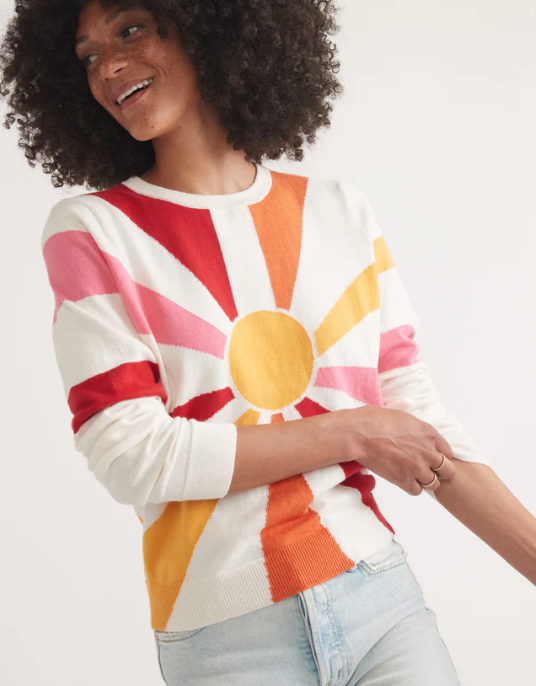 MARINE LAYER Women's Exploded Sun Icon Sweater Natural