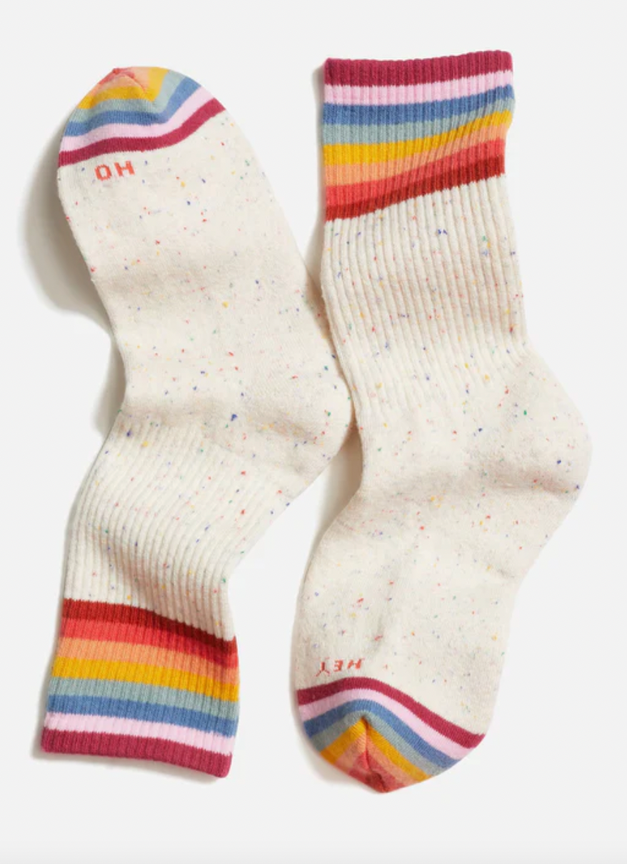 MARINE LAYER Boot Sock Oat Rainbow