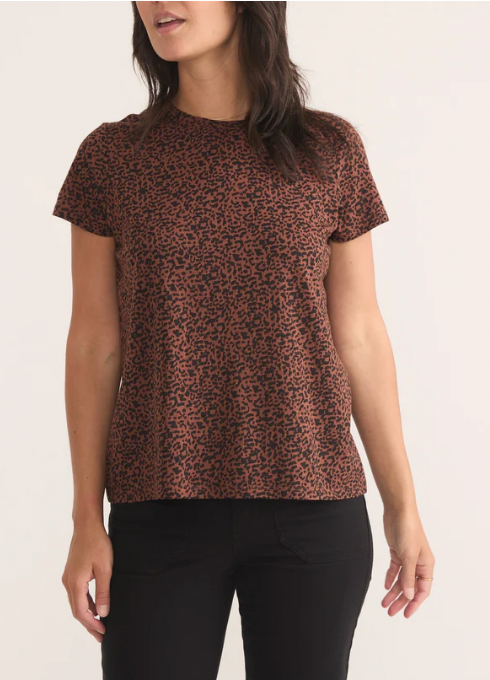 MARINE LAYER Women's Swing Crew Tee Light Cheetah