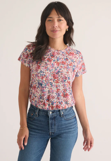 MARINE LAYER Women's Swing Crew Tee Ditsy Floral