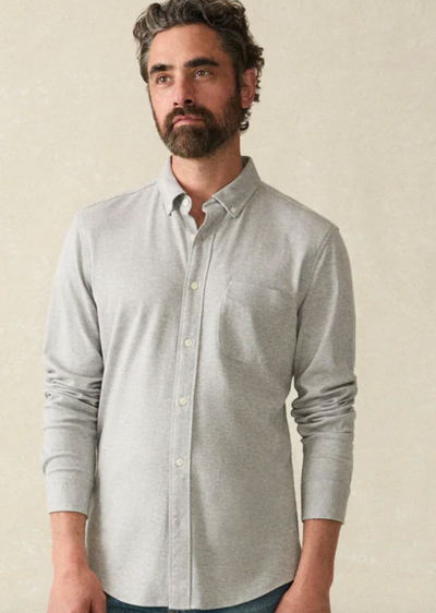 FAHERTY Men's Coastline Knit Shirt Grey Heather Twill RHW