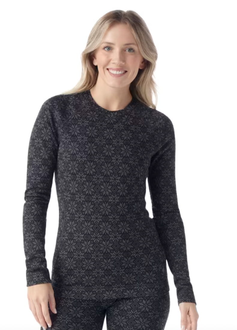 SMARTWOOL Women's Classic Thermal Merino Base Layer Crew Black Digi Snow N86