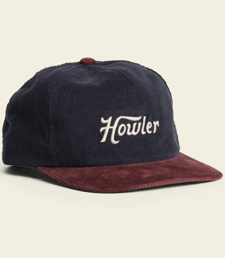 HOWLER BROS Unstructured Snapback Hats Howler Script/Navy / Burgundy