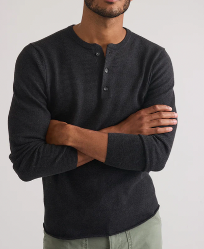 MARINE LAYER Men's Sweater Henley Black Oyster