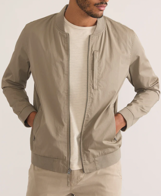 MARINE LAYER Men's Rossland Wax Canvas Bomber Vetiver