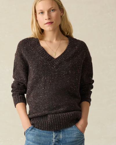 FAHERTY Women's Driftwood Donegal Sweater Blackberry KBR