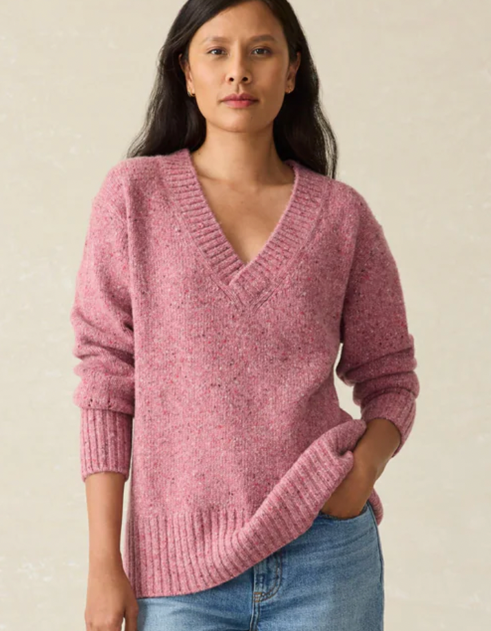 FAHERTY Women's Driftwood Donegal Sweater Berry Shake YSH