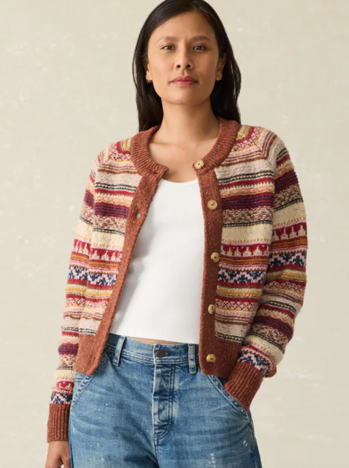 FAHERTY Women's Marley Fairisle Cardigan Orchard Fairisle OCF