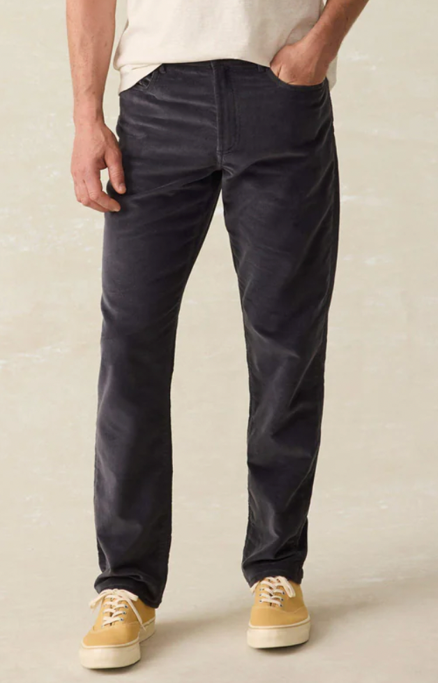 FAHERTY Men's Stretch Terry Corduroy 5 Pocket Pant Washed Charcoal WCL / 32 / 32