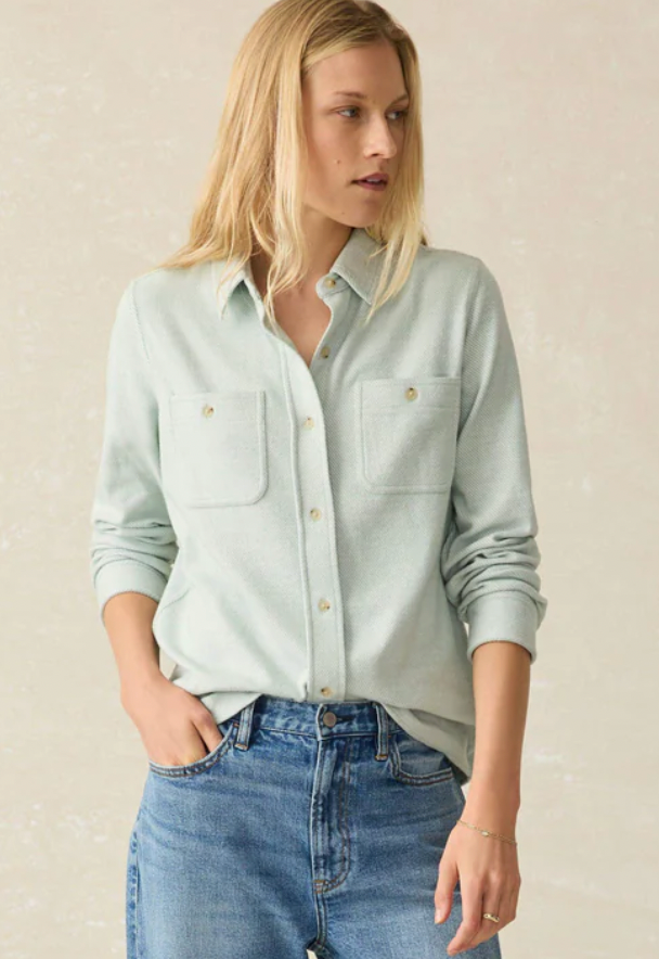 FAHERTY Women's Legend Sweater Shirt Jadeite Twill JTW