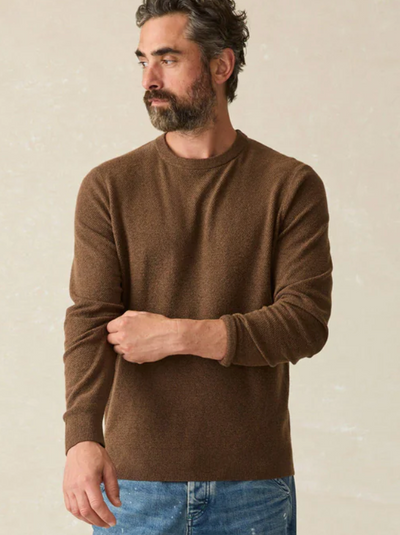 FAHERTY Men's Jackson Crew Sweater Trail Brown Heather TRH