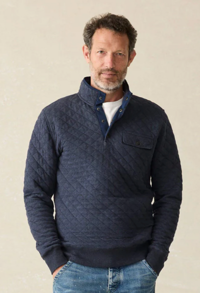 FAHERTY Men's Epic Quilted Fleece Pullover Navy Melange NYM