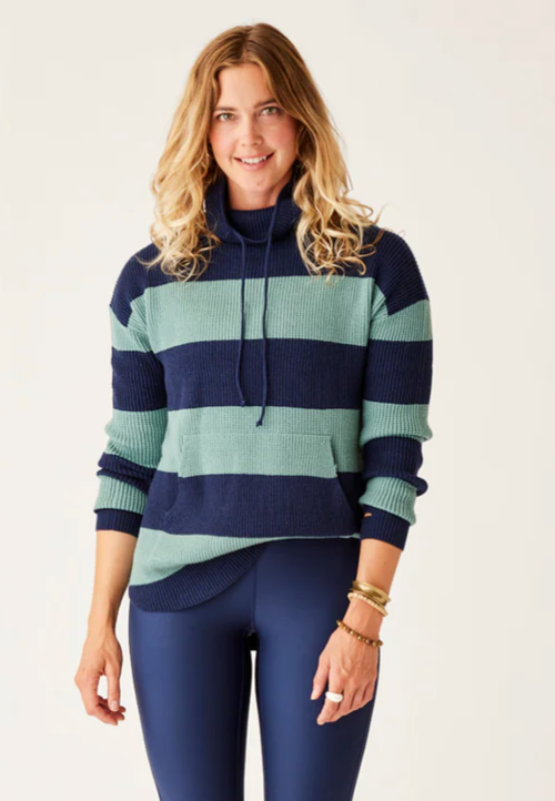 CARVE DESIGNS Women's Rockvale Sweater Lt. Forest Stripe