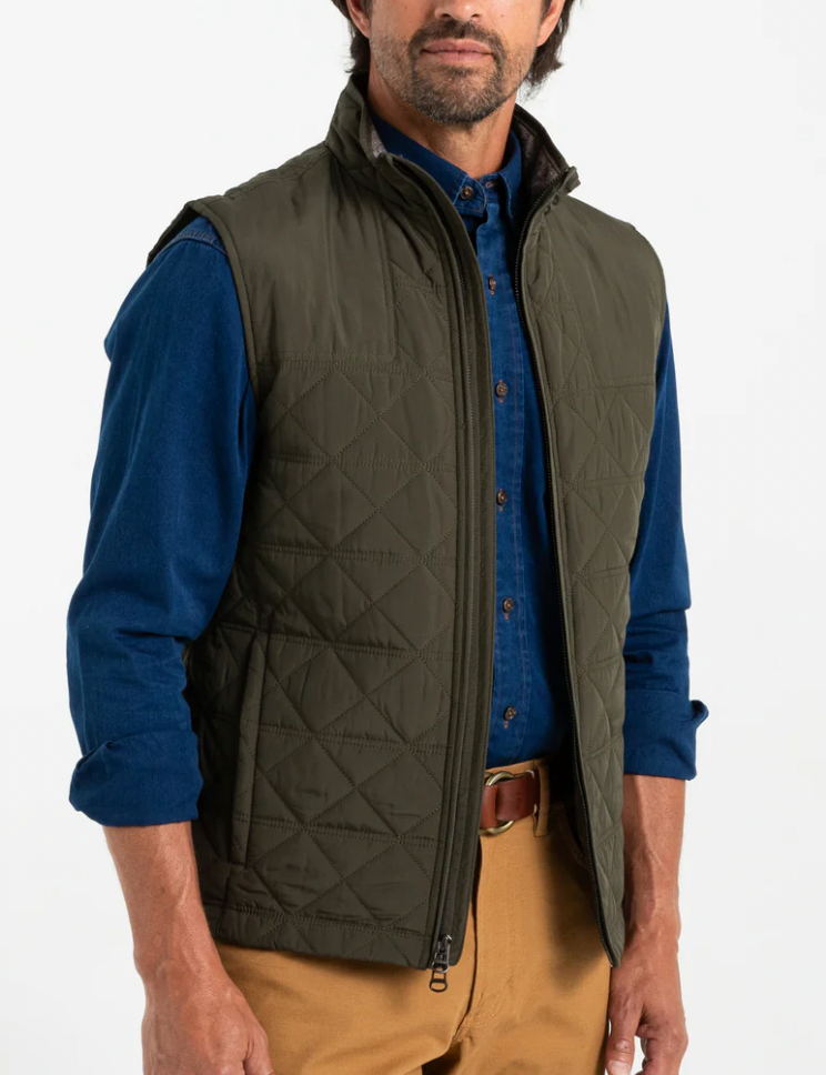 DUCK HEAD Men's Fremont Performance Quilted Vest Dark Forest Green