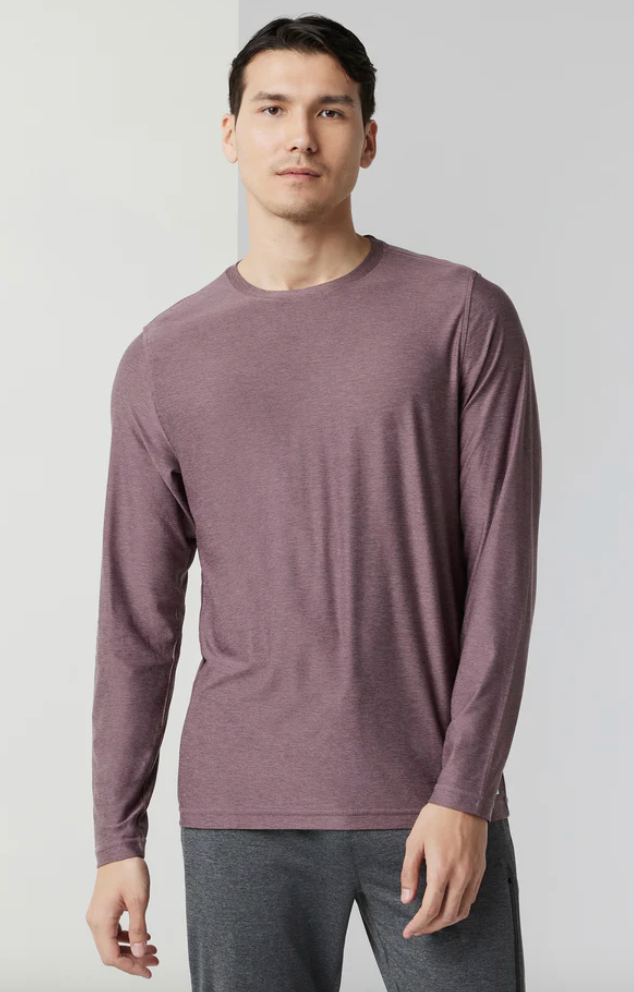 VUORI Men's L/S Strato Tech Tee Elderberry Heather