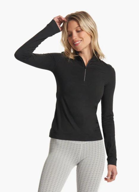 VUORI Women's Halo Essential Half Zip Black Heather