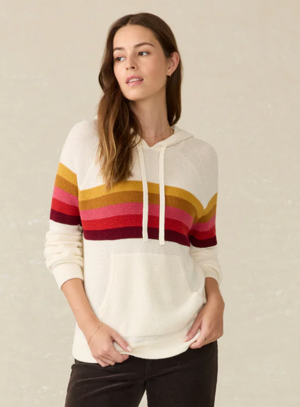 FAHERTY Women's Throwback Hoodie Golden Trek Stripe GKT