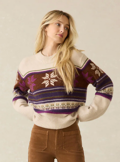 FAHERTY Women's Snowdrift Sweater Multi Snowflake MSW