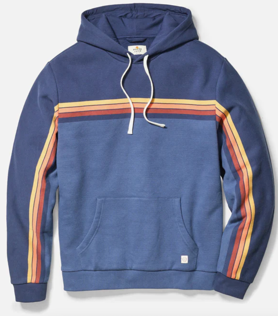 MARINE LAYER Men's Archive Cloud 9 Fleece Hoodie Navy unset Stripe / S