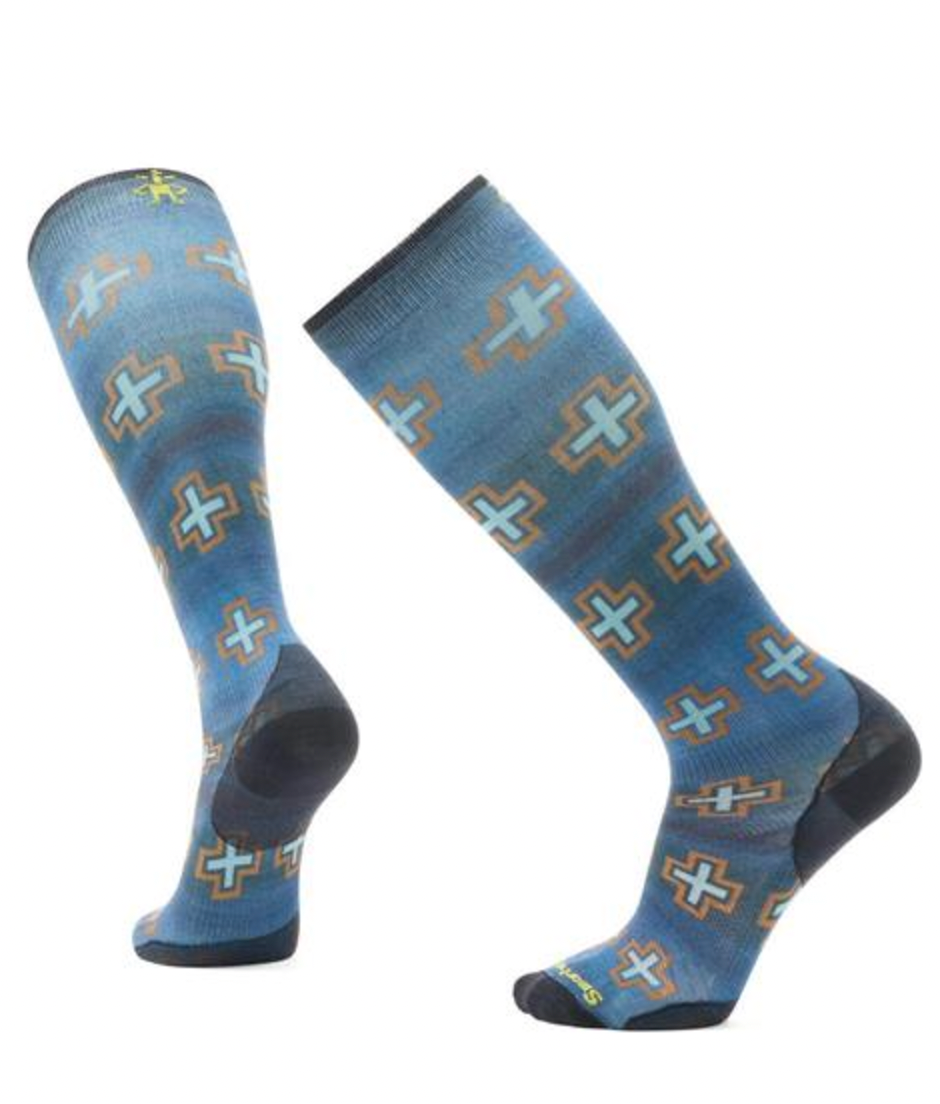 SMARTWOOL Ski ZC Paths Crossed Print OTC Socks Deep Navy 092