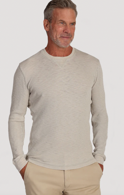 TRUE GRIT Men's Bowery Waffle LS Crew Smoke