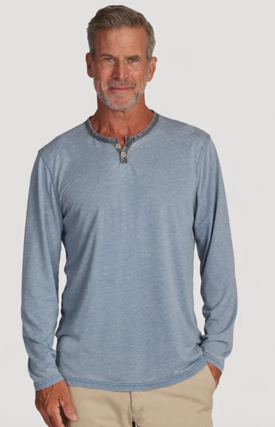 TRUE GRIT Men's Burnout LS Slit Tee Splash