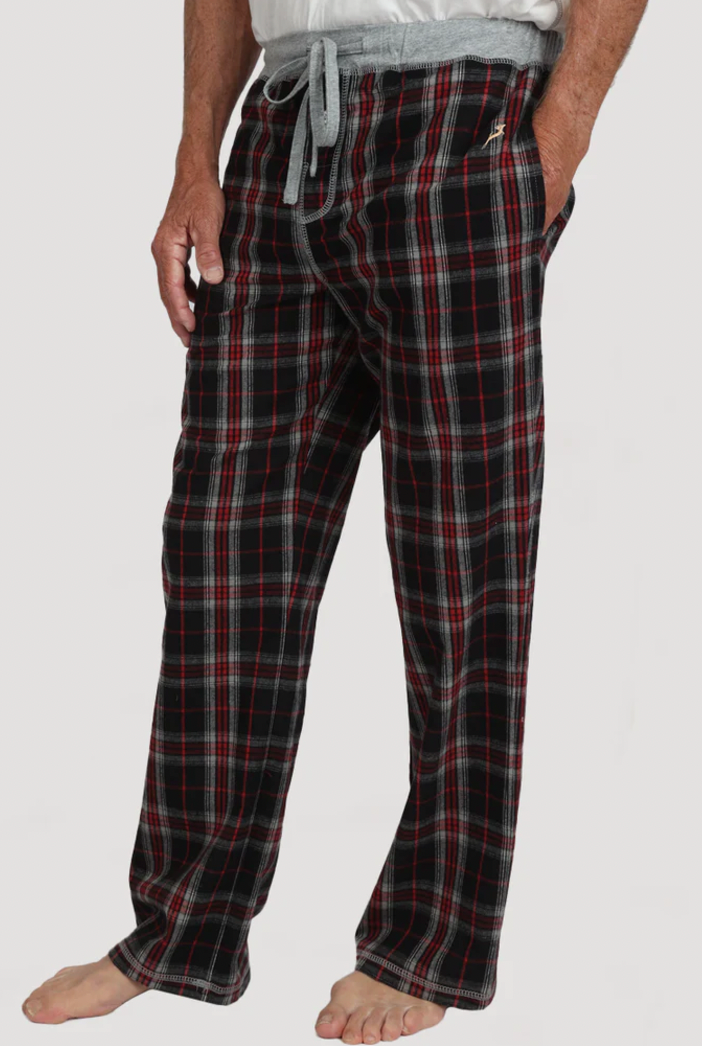 TRUE GRIT Men's Lodge Checks Flannel Pant Black/Red