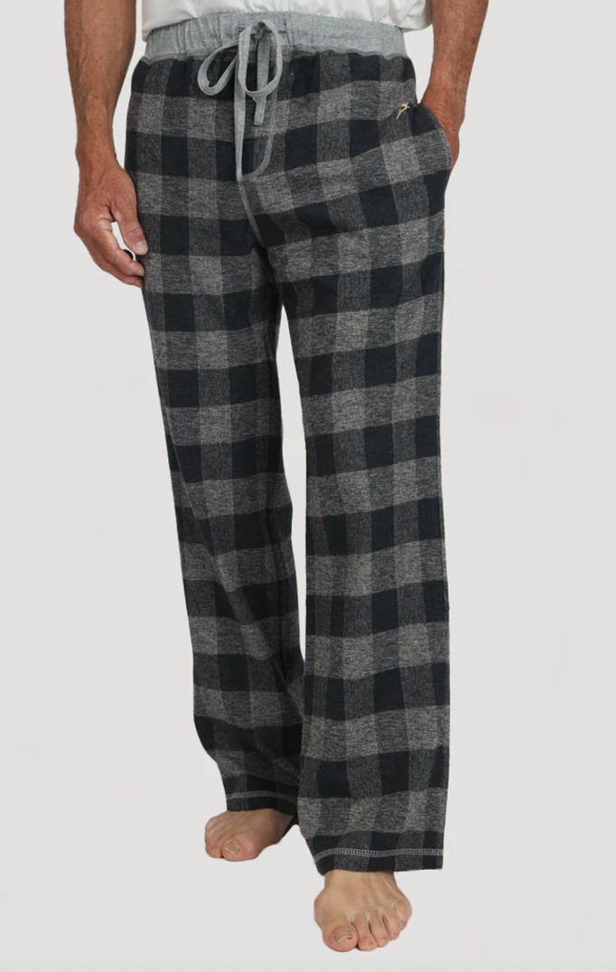 TRUE GRIT Men's Melange Buffalo Checks Flannel Pant Charcoal