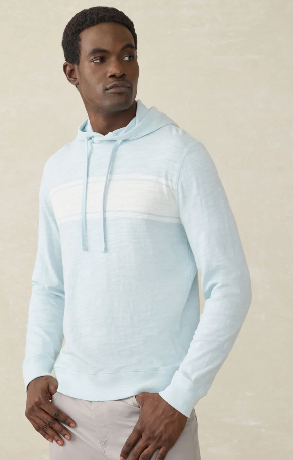 FAHERTY Men's Sunwashed Slub Hoodie Sky Surf Stripe SSF