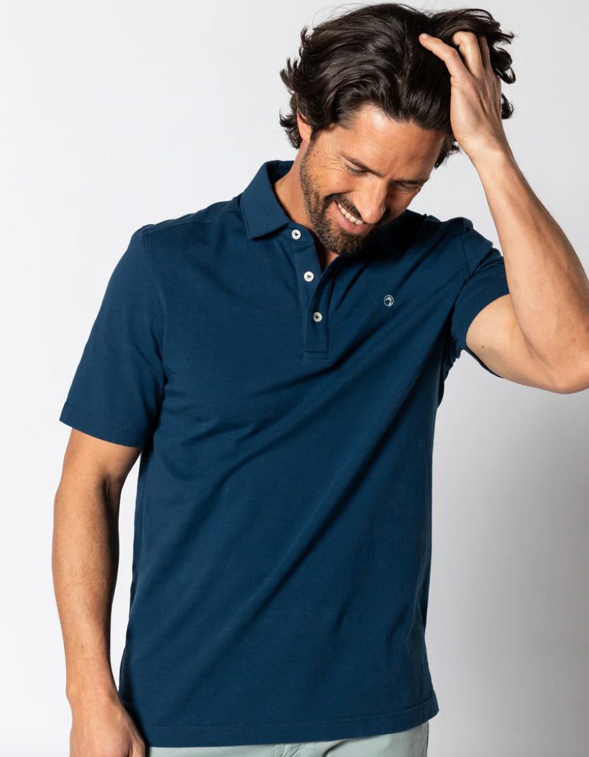 DUCK HEAD Mens SS Hanover Pima Cotton Polo - Solid Navy