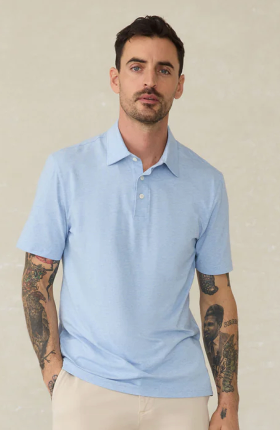 FAHERTY Mens SS Movement Polo Cardiff Blue Heather CDB