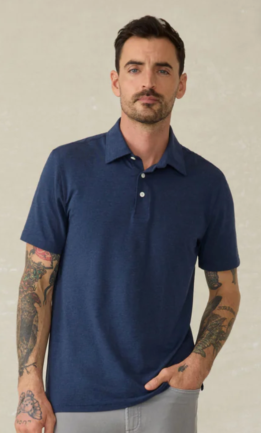 FAHERTY Mens SS Movement Polo Great Falls Heather GFH