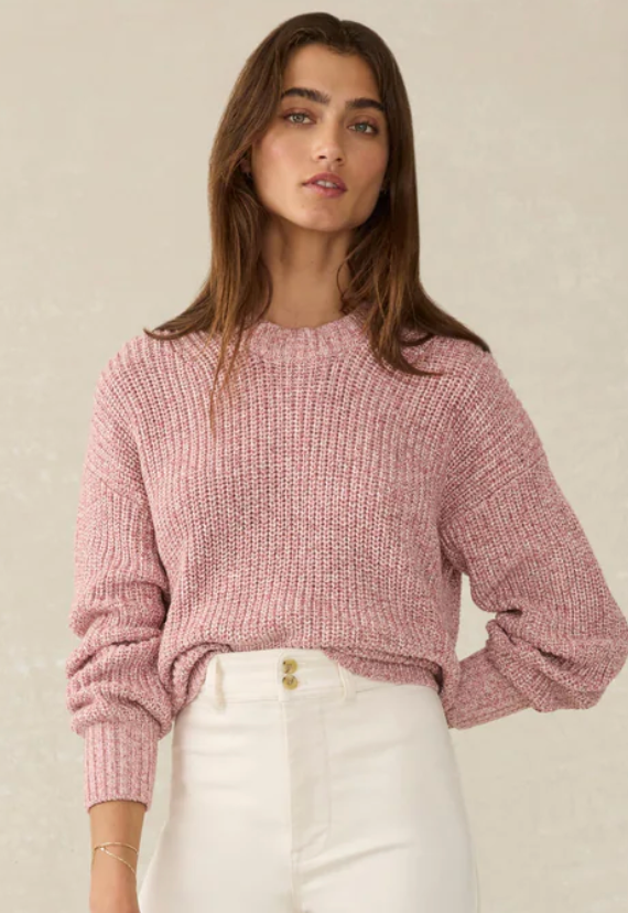 FAHERTY Womens Sunwashed Fisherman Sweater Seashell Blush EHB