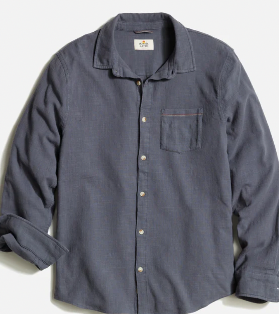 MARINE LAYER Mens LS Classic Stretch Selvage Shirt India Ink