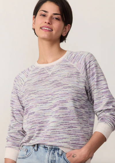 MARINE LAYER Womens Reversible Raglan Navy Space Dye