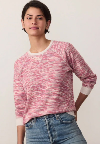 MARINE LAYER Womens Reversible Raglan Rose Space Dye