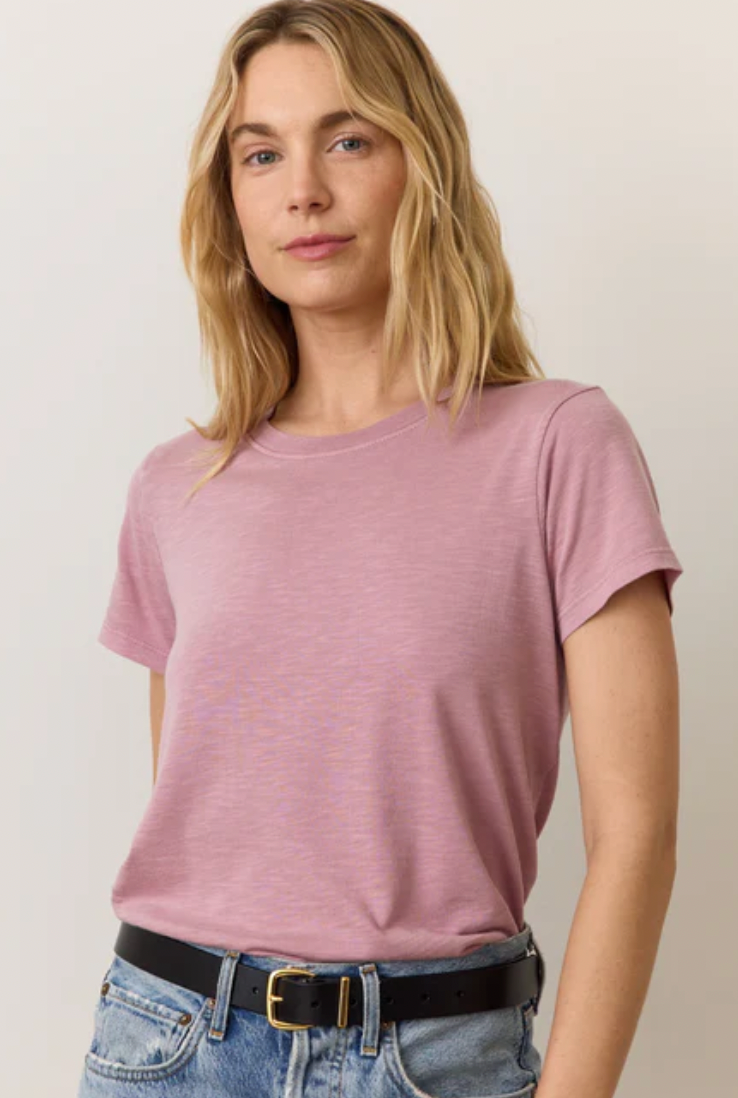 MARINE LAYER Womens Swing Crew Tee Faded Rose