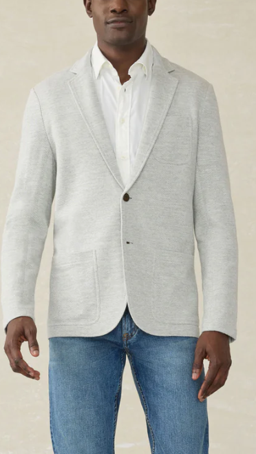 FAHERTY Mens Inlet Knit Blazer Medium Grey Melange MGM